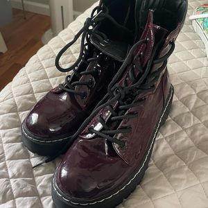 Patent leather boots